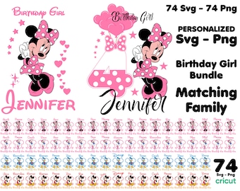 Personalized Minnie Birthday Girl Family SVG & PNG Bundle (Digital Download)