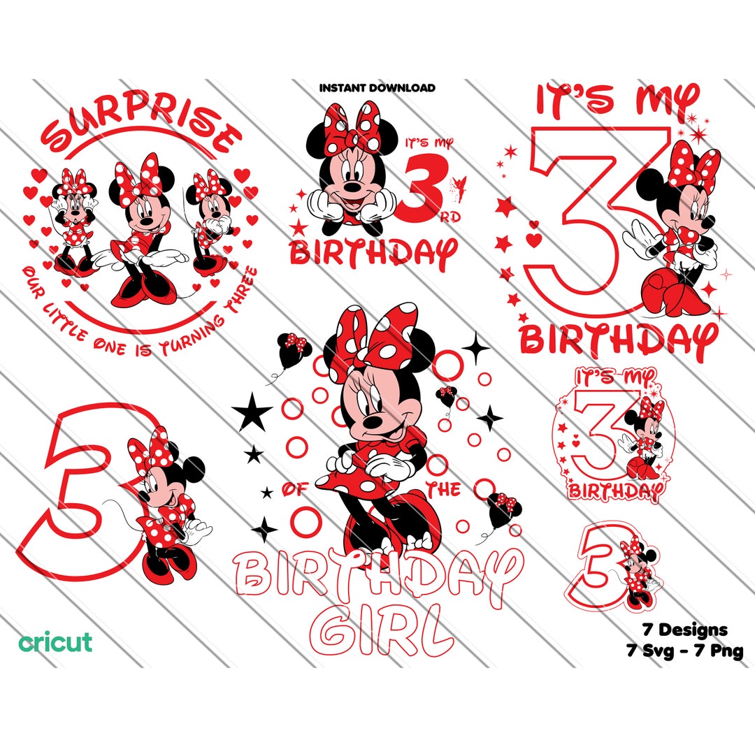 Minnie Mouse 3rd Birthday, Clip Art, Image Files, 3rd Birthday, - Etsy
