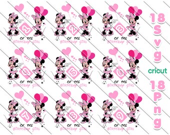 Pink Minnie Mouse Birthday Girl SVG PNG Bundle for Cricut (Digital Download)
