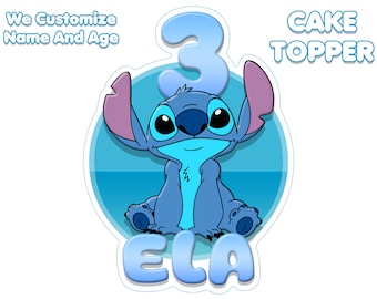 Personalized Stitch Cake Topper, Stitch Birthday Png