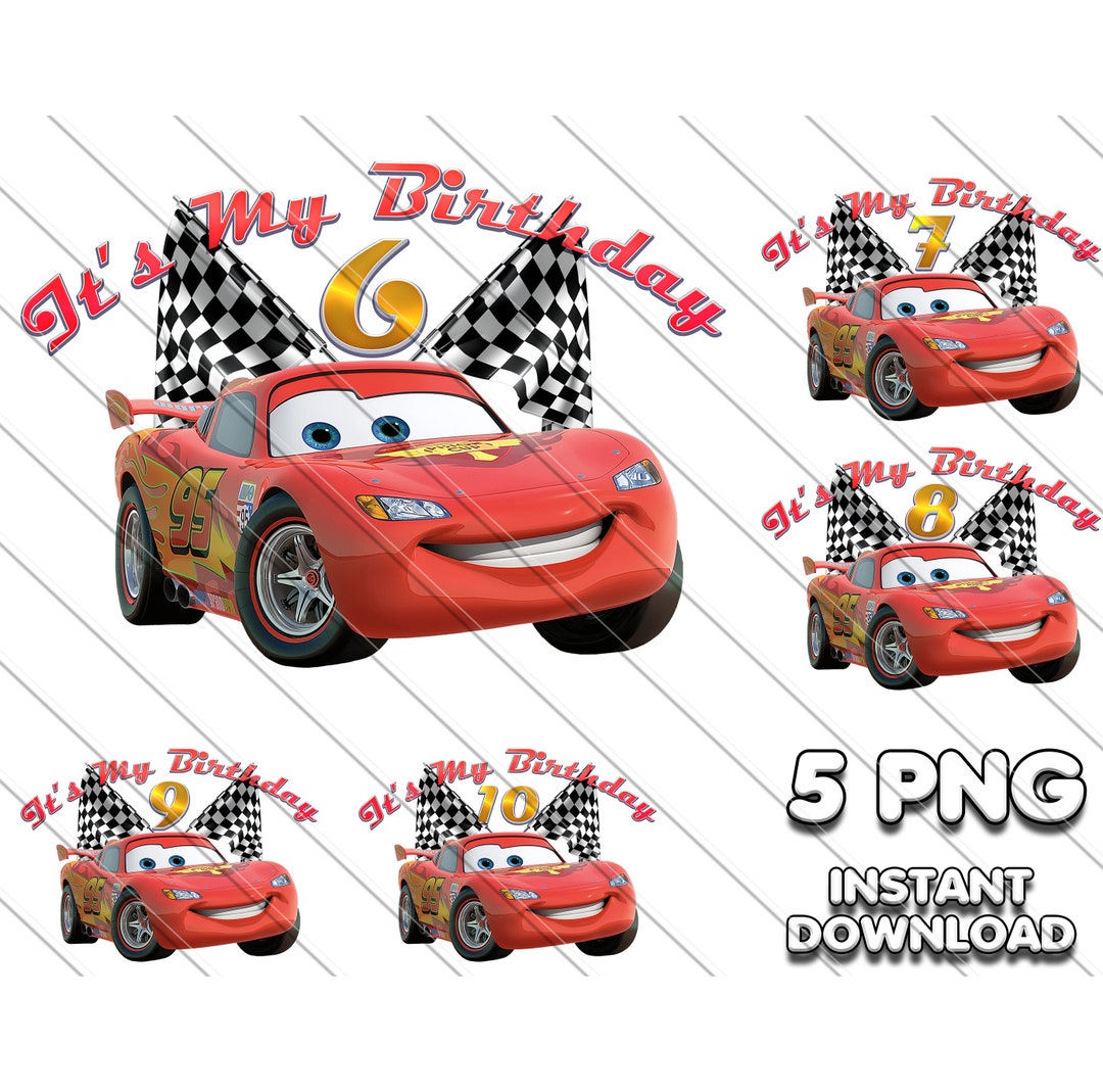 Lightning Mcqueen Birthday PNG Bundle: Ages 6-10 (digital Download) - Etsy