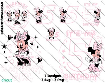 Minnie Mouse 5th Birthday SVG PNG Clipart (Digital Download)