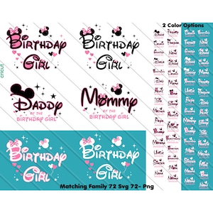 Bijpassende familie verjaardag meisje, Minnie Mouse Svg, verjaardag meisje familie Svg, Cricut, Minnie Mouse Png, familie bundel verjaardag meisje Svg, Png