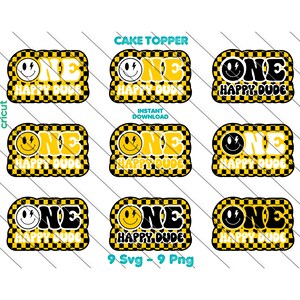 One Happy Dude Cake topper, One Happy Dude Svg Bundle, Png Bundle, 1er anniversaire Svg, Smiley Face, Png, Svg pour Cricut