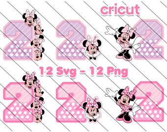 Minnie Mouse 2e verjaardag SVG: Cricut afdrukbare clipart (digitale download)