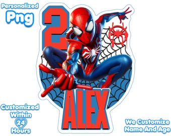 Personalized Spiderman Cake Topper: Custom Superhero Birthday (PNG)