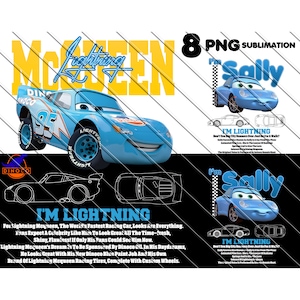 Lightning Mcqueen et Sally Png, 8 fichiers Png haute résolution, Mcqueen Png, Sally Png, téléchargement immédiat, produit numérique