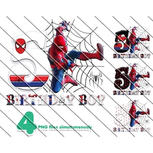 Spiderman 5th Birthday PNG Clipart: Spiderweb Party Decor (Digital Download)