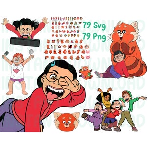 Pacote Turning Red Svg, Red Panda Svg, Svg For Cricut, Clipart, Red panda Cut Files, Panda Svg Bundle, Turning red For Cricut