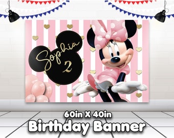 Minnie Mouse Banner, Personalized Minnie Poster,Minnie Birthday Backdrop,
