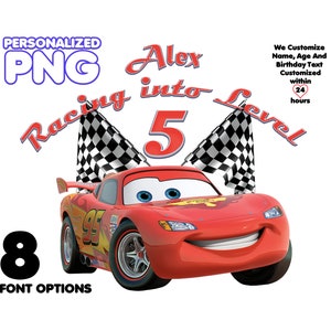 Personalized Lightning McQueen Birthday PNG: Custom Cars Shirt (Digital Download)