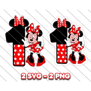 Minnie Mouse 1st Birthday SVG PNG | Red Minnie Clipart | Digital Download
