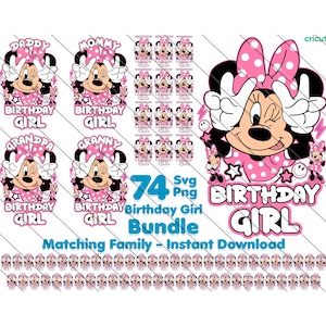 Minnie Mouse verjaardag meisje familie SVG, bijpassende familie, Minnie Numbers SVG, png, Minnie Mouse png, familiebundel feestvarken, download nu