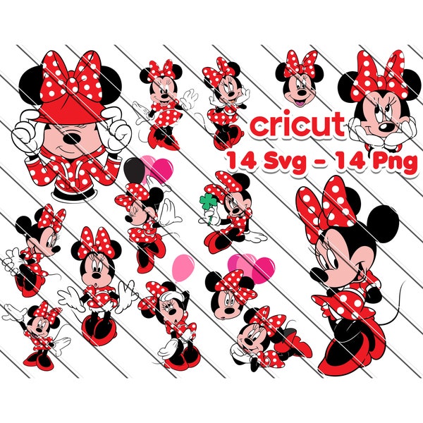 Red Minnie Mouse Svg, Minnie Mouse For Cricut,  Minnie Mouse Png, Minnie in Red Dress, Clip Art, Image Files