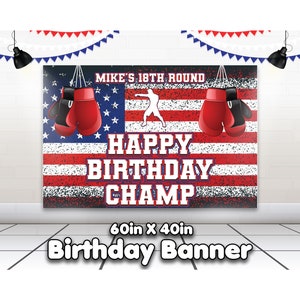Estandarte de boxeador personalizado, personalice su celebración, cartel de cumpleaños de boxeo