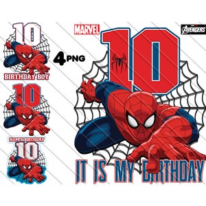 Spiderman 10. Geburtstag Junge PNG, Spiderman-Kuchendeckel, Es ist mein Geburtstag, Spiderman, Spiderman, Sofort-Download, 10.Geburtstags-Kuchendeckel