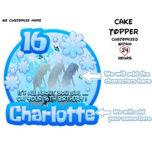 Custom 16th Birthday Cake Topper: Personalized PNG (Digital Download)