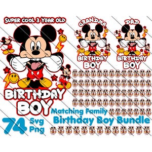 Familia de Mickey cumpleañero Svg, Familia a juego de Mickey, Números de Mickey Mouse Svg, Png, Mickey Png, Paquete familiar, Cumpleañero, SVG, PNG