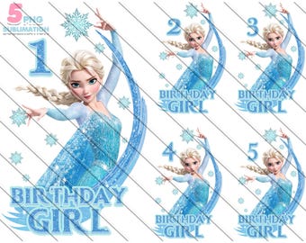 Paquete PNG de Elsa Birthday Girl: Diseño de fiesta de Frozen (Descarga instantánea)