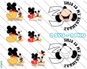 Mickey Mouse 3rd Birthday SVG: Cake Topper, Shirt Design (Digital Download)