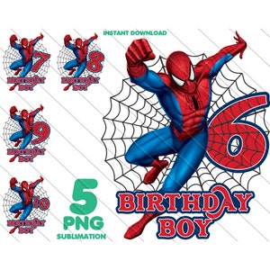 Spiderman verjaardag jongen PNG, Spiderman verjaardag PNG, feestvarken bundel, verjaardag PNG, Spider-Man verjaardag ontwerp,