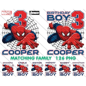 Personalized Spiderman Png, Matching Family, Custom Birthday, Family T-Shirts, Spidey Sublimation, Custom Spiderman Png