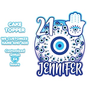 Topo de bolo de mau-olhado personalizado, arquivo digital personalizado, mau-olhado imprimível, topo de bolo de mau-olhado