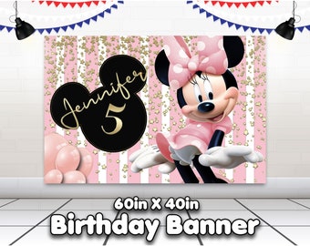 Minnie Mouse Banner, Personalized Minnie Poster,Minnie Birthday Backdrop