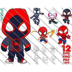 Pacchetto Svg Spidey e i suoi fantastici amici, Supereroe, Spiderman Svg, Download immediato, Svg per Cricut, Silhouette, Svg, Png, Pdf, Eps,