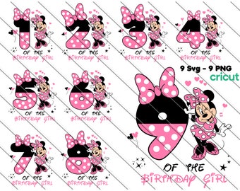 Minnie Maus Birthday Girl SVG PNG Bundle: Pink Designs (Digitaler Download)
