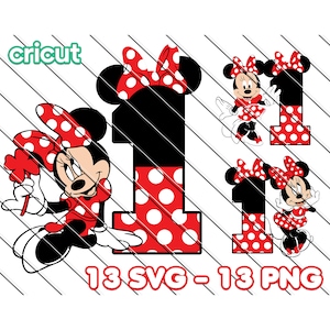 Minnie Mouse - Primer cumpleaños (SVG, PNG, descarga digital)