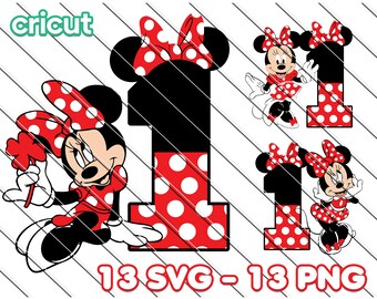 Minnie Mouse 1st Birthday SVG PNG Clipart (Digital Download)
