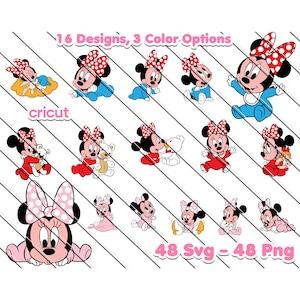 Bebé Minnie Mouse svg, bebé svg, bebé minnie fiesta svg, svg para cricut, cumpleaños svg, clip art, archivos de imagen