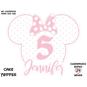 Custom Minnie Mouse Pink Birthday Cake Topper (Digital Download)