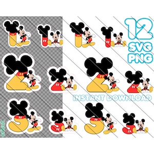 Micky Maus SVG, Micky Kuchen Topper, Micky Maus Cupcake Topper, Geburtstag 1, Geburtstag 2, Geburtstag 3, SVG, Png, Instant Download