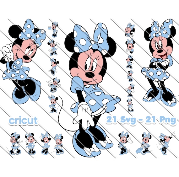 Minnie Mouse Svg, Minnie Mouse For Cricut,  Minnie Mouse Png, Minnie in Blue Dress, Clip Art, Image Files