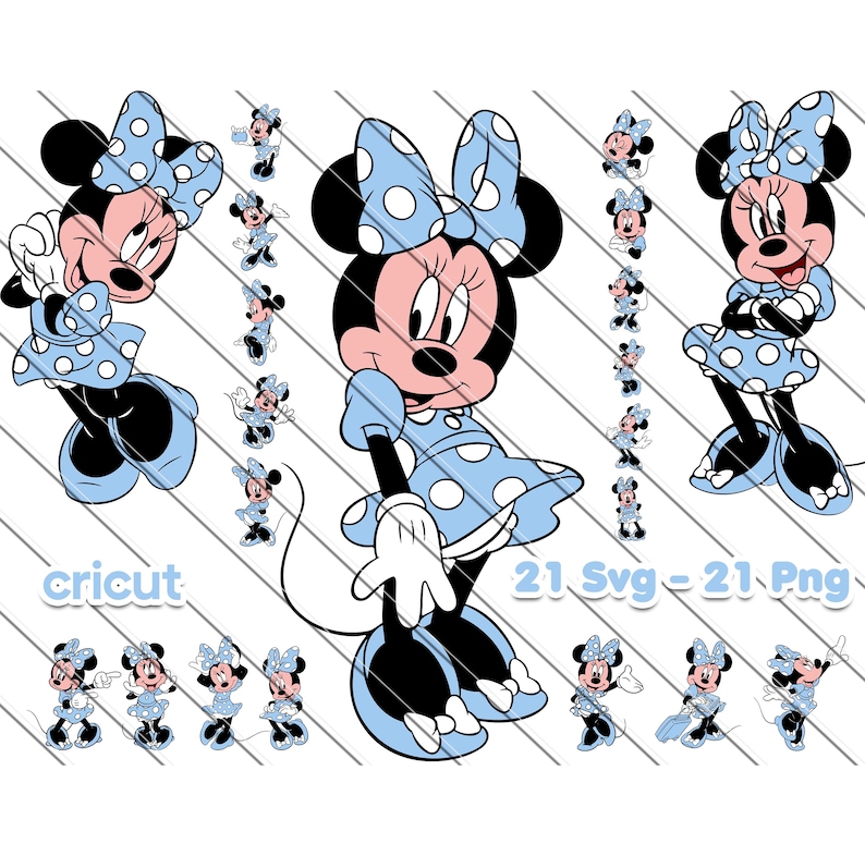 Minnie Mouse Svg, Minnie Mouse For Cricut,  Minnie Mouse Png, Minnie in Blue Dress, Clip Art, Image Files, Minnie birthday, blue Minnie svg, blue Minnie Mouse, birthday svg, Minnie for cricut