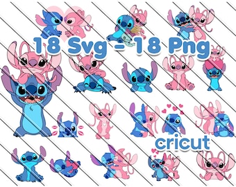 Stitch en Angel SVG bundel, Stitch Svg, Stitch paar Svg, Png, Stitch Love Svg, Angel, Stitch met Angel Svg Png