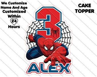 Personalized Spiderman Birthday Cake Topper: Custom PNG (Digital Download)