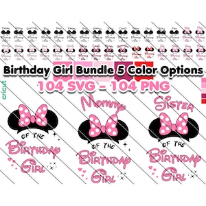 Minnie Mouse Svg, verjaardag meisje familie Svg, Svg, Png, familie bundel verjaardag meisje Svg, Png, Minnie oren, feestvarken