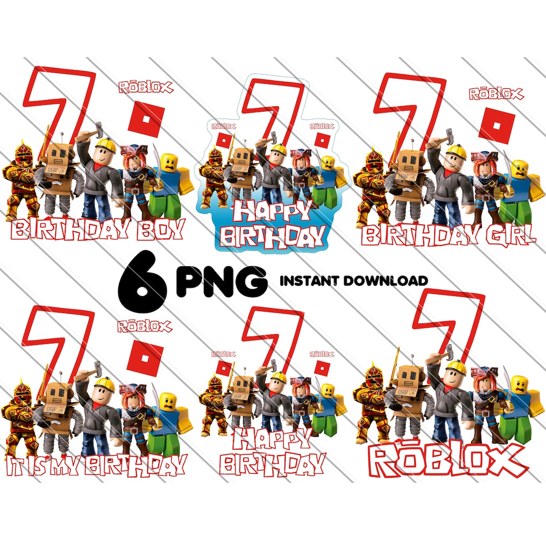 Roblox 7th Birthday Boy - Girl PNG, Roblox Cake Topper, Roblox 7th ...