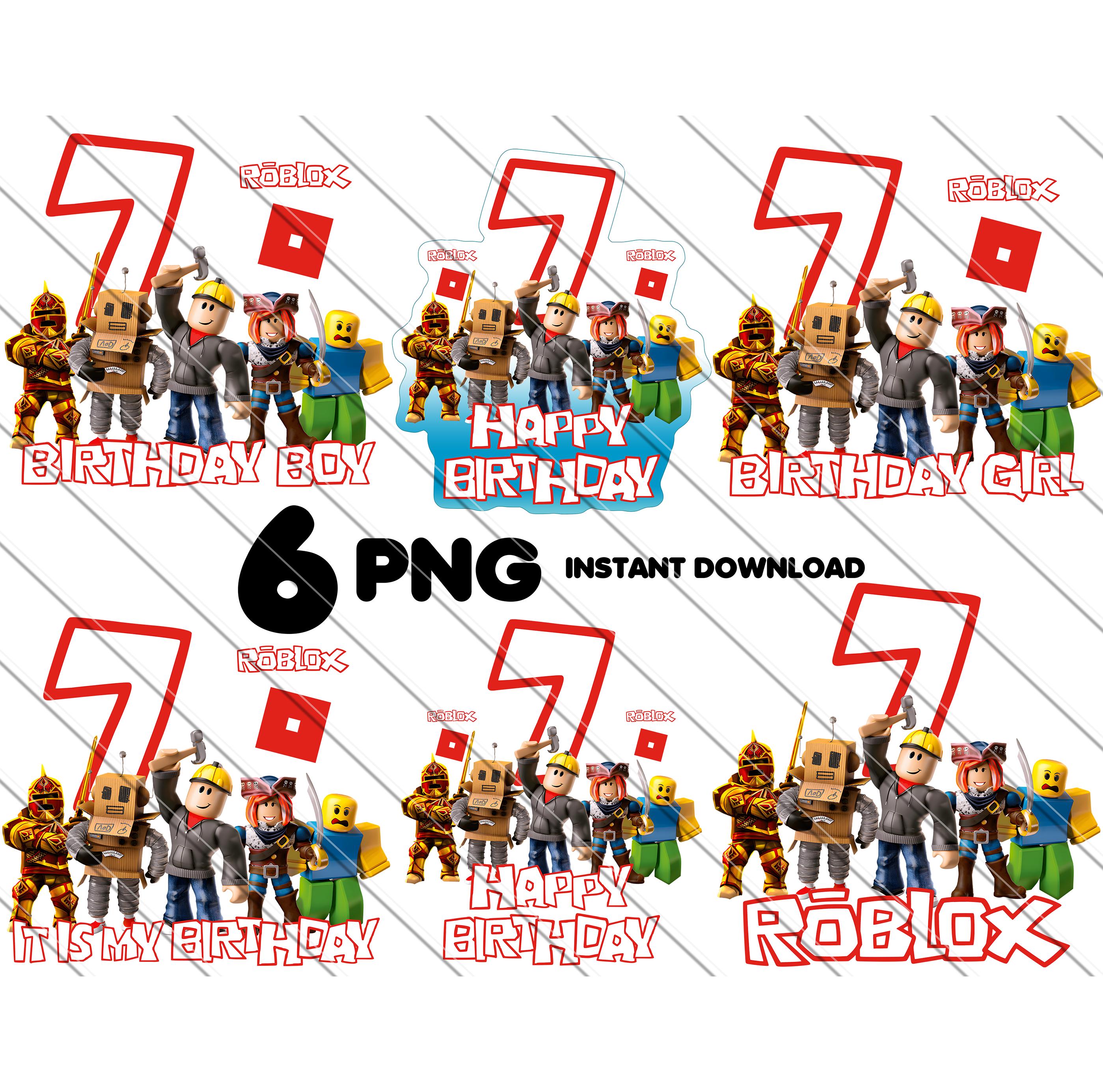 Decoración De Cumpleaños Temática Roblox - Pack De 7 Piezas Con Topper Para Tarta Y Sombreros Para Cupcakes