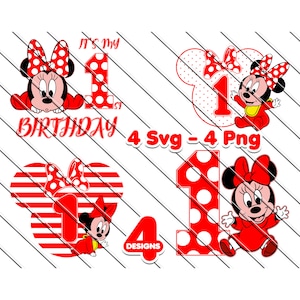Baby Minnie-Maus-Svg, Geburtstags-Svg, Minnie mein 1. Geburtstags-Svg, rote Minnie Maus, 1. Geburtstagsparty, Minnie-Svg für Cricut