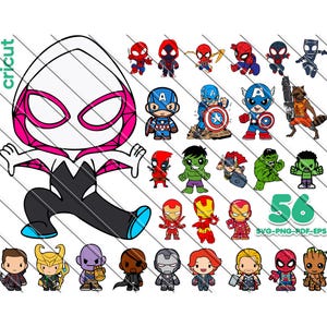 Superhelden-Bundle, Superhelden-Svg, Baby-Superheld, Vektor-Svg Für Cricut, Silhouette, Marvel, zwart, Png, Pdf, Eps, Spidey und seine erstaunlichen Freunde