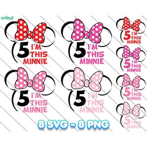 Minnie Mouse 5th Birthday SVG PNG: Girl Party Clipart (Digital Download)