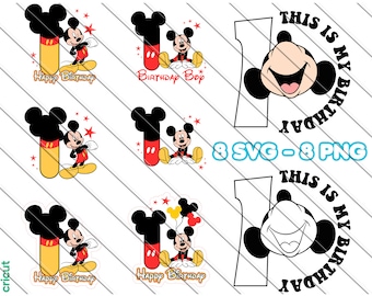 Mickey Mouse 1st Birthday SVG PNG: Cake & Cupcake Toppers (Digital Download)