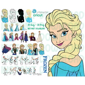 Gefrorene Plotterdatei, Gefrorene Svg-Bundle, Elsa svg, Anna svg, SVG für Cricut, Prinzessin svg, Olaf svg, Cricut