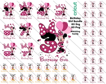 Paquete SVG PNG de familia de Minnie Birthday Girl