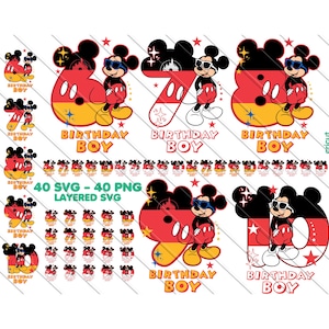 Micky Maus Geburtstag Junge Bundle, Micky Party-Shirt-Design, digitale Micky, Sofort Download, Kinder Geburtstag SVG, druckbare PNG