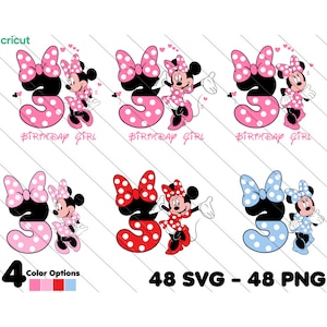 Minnie 3er cumpleaños, Minnie Mouse Svg, Minnie Mouse Svg para Cricut, 3er cumpleaños fiesta, Cake Topper, Clip Art, Archivos de imagen,